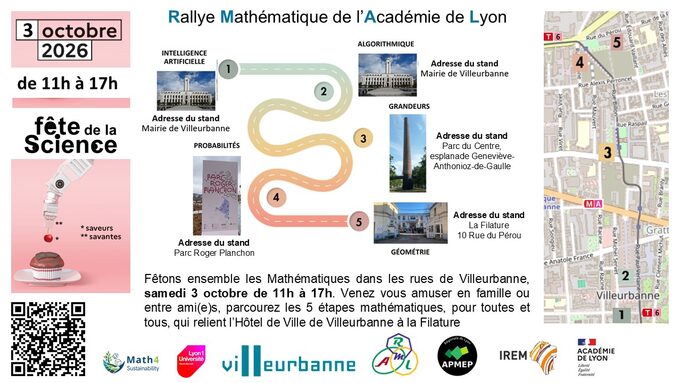 Plan du parcours mathématiques dans les rue de Villeurbanne 